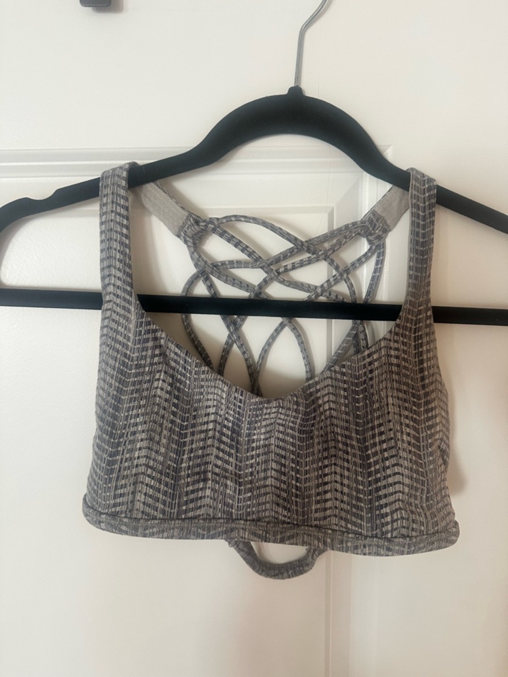 lululemon athletica Gray Patterned Strappy-Back Sports Bra